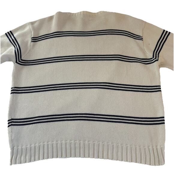 Polo Ralph Lauren White with Blue Stripes Sweater 100% Cotton Men’s Size XL - Picture 10 of 16